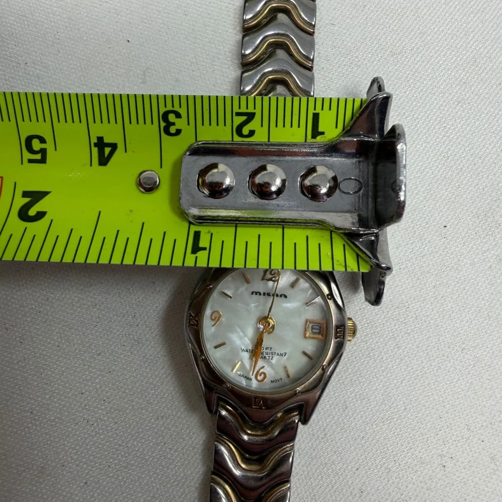 Milan Advance Two Tone Watch Mother of Pearl Dial Date Window MLS61715W
